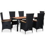 Schwarze Moderne vidaXL Dining Lounge Sets aus Akazienholz mit Armlehne 7-teilig 
