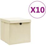 Cremefarbene vidaXL Faltboxen mit Deckel 10-teilig 