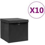 Schwarze vidaXL Faltboxen mit Deckel 10-teilig 