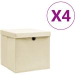 Cremefarbene vidaXL Faltboxen mit Deckel 4-teilig 