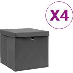 Relaxdays Aufbewahrungsbox 4er Set, faltbare Regalboxen, HxBxT: 30x30x30 cm,  mit Griffen, Faltboxen für Regale, grün