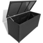 Schwarze vidaXL Auflagenboxen & Gartenboxen 301l - 400l aus Polyrattan mit Deckel 