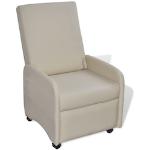 Cremefarbene vidaXL Liegestühle aus Kunstleder klappbar Breite 50-100cm, Höhe 100-150cm, Tiefe 50-100cm 