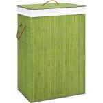 Grüne vidaXL Wäschekörbe & Wäschepuffs aus Bambus mit Tragegriffen 
