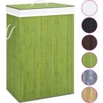 Grüne Rechteckige Wäschekörbe & Wäschepuffs aus Bambus mit Tragegriffen 