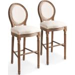 Cremefarbene Antike vidaXL Barhocker & Barstühle aus Massivholz gepolstert Breite 0-50cm, Höhe 100-150cm, Tiefe 50-100cm 2-teilig 