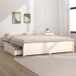 Weiße Rustikale vidaXL Betten aus Massivholz mit Schublade 