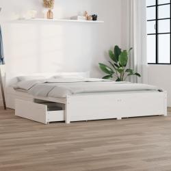 Weiße Moderne vidaXL Betten aus Massivholz mit Schublade 