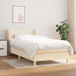 Cremefarbene vidaXL Betten mit Matratze aus Stoff Taschenfederkern 100x200 