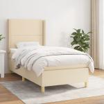 Cremefarbene vidaXL Betten mit Matratze aus Stoff Taschenfederkern 80x200 