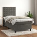 Dunkelgraue vidaXL Betten mit Matratze aus Stoff Taschenfederkern 100x200 