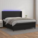 Schwarze vidaXL Betten mit Matratze aus Leder LED beleuchtet 180x200 Breite 150-200cm, Höhe 200-250cm, Tiefe 200-250cm 