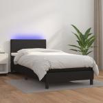 Schwarze vidaXL Betten mit Matratze aus Leder LED beleuchtet 90x200 Breite 150-200cm, Höhe 200-250cm, Tiefe 50-100cm 