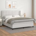 Weiße vidaXL Betten mit Matratze aus Leder Taschenfederkern 180x200 Breite 150-200cm, Höhe 200-250cm, Tiefe 200-250cm 