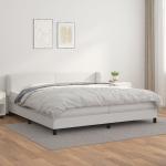 Weiße vidaXL Betten mit Matratze aus Leder Taschenfederkern 200x200 Breite 150-200cm, Höhe 200-250cm, Tiefe 200-250cm 