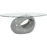 Graue Moderne vidaXL Ovale Hochglanz-Couchtische aus Glas Breite 50-100cm, Höhe 0-50cm, Tiefe 100-150cm 