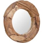 Braune Rustikale vidaXL Runde Badspiegel & Badezimmerspiegel 80 cm aus Massivholz 