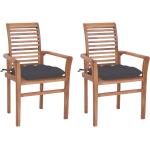 Anthrazitfarbene vidaXL Teakholz-Gartenstühle aus Massivholz stapelbar 2-teilig 
