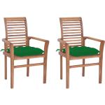 Grüne vidaXL Teakholz-Gartenstühle aus Massivholz stapelbar 2-teilig 
