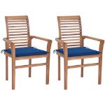 Royalblaue vidaXL Teakholz-Gartenstühle aus Massivholz gepolstert Breite 50-100cm, Höhe 50-100cm, Tiefe 50-100cm 2-teilig 