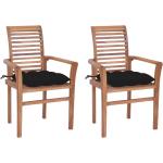 Schwarze vidaXL Teakholz-Gartenstühle aus Massivholz stapelbar 2-teilig 