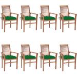 Grüne vidaXL Teakholz-Gartenstühle aus Massivholz stapelbar 8-teilig 