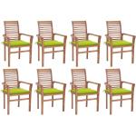 Hellgrüne vidaXL Teakholz-Gartenstühle aus Massivholz stapelbar 8-teilig 