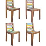 Bunte Vintage vidaXL Teak-Stühle aus Massivholz 4-teilig 