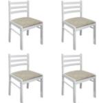Weiße Rustikale vidaXL Holzstühle aus Massivholz gepolstert 4-teilig 