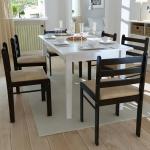 Braune Rustikale vidaXL Holzstühle aus Massivholz gepolstert 6-teilig 