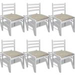 Weiße Rustikale vidaXL Gartenstühle & Balkonstühle aus Massivholz gepolstert 6-teilig 