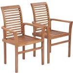 Teakholz-Gartenstühle aus Massivholz stapelbar Breite 50-100cm, Höhe 50-100cm, Tiefe 50-100cm 2-teilig 