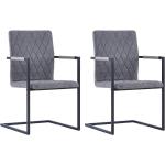 Dunkelgraue Moderne vidaXL Freischwinger Stühle aus Kunstleder Breite 0-50cm, Höhe 0-50cm, Tiefe 0-50cm 2-teilig 