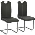 Graue Moderne vidaXL Freischwinger Stühle aus Kunstleder gepolstert 2-teilig 