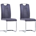 Graue Moderne vidaXL Freischwinger Stühle aus Veloursleder gepolstert 2-teilig 