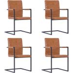 Braune Moderne vidaXL Freischwinger Stühle aus Kunstleder 4-teilig 