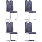 Graue Moderne vidaXL Freischwinger Stühle aus Leder gepolstert 4-teilig 