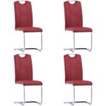 Rote Moderne vidaXL Freischwinger Stühle aus Kunstleder gepolstert 4-teilig 