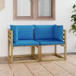 Blaue Rustikale vidaXL Gartensofas & Outdoor Sofas aus Kiefer 2-teilig 
