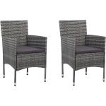 Graue Moderne vidaXL Polyrattan Gartenstühle aus Polyrattan mit Armlehne 2-teilig 