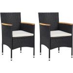 Schwarze Moderne vidaXL Polyrattan Gartenstühle aus Akazie 2-teilig 