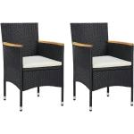 Schwarze Moderne vidaXL Polyrattan Gartenstühle aus Polyrattan Outdoor Breite 50-100cm, Höhe 50-100cm, Tiefe 50-100cm 2-teilig 