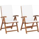 Cremefarbene Teakholz-Gartenstühle aus Massivholz klappbar Breite 50-100cm, Höhe 100-150cm, Tiefe 50-100cm 2-teilig 