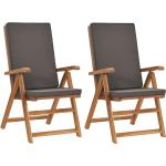 Graue vidaXL Teakholz-Gartenstühle aus Massivholz klappbar Breite 50-100cm, Höhe 100-150cm, Tiefe 50-100cm 2-teilig 