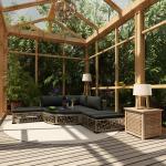Graue vidaXL Lounge Gartenmöbel & Loungemöbel Outdoor aus Polyrattan mit Kissen 6-teilig 