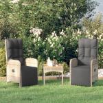 Graue vidaXL Polyrattan Gartenstühle aus Polyrattan mit Kissen 2-teilig 