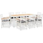 Weiße vidaXL Dining Lounge Sets aus Polyrattan mit Armlehne 9-teilig 