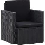 Schwarze Moderne vidaXL Polyrattan Gartenstühle pulverbeschichtet aus Polyrattan mit Kissen Breite 50-100cm, Höhe 50-100cm, Tiefe 50-100cm 