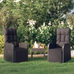 Schwarze vidaXL Polyrattan Gartenstühle aus Polyrattan mit Kissen 2-teilig 