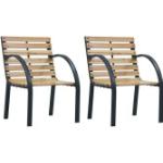 Graue vidaXL Gartenstühle & Balkonstühle aus Holz mit Armlehne 2-teilig 